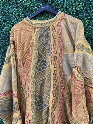 VINTAGE COOGI AUSTRALIA DARK MUSTARD/WINE KNIT SWEATER
