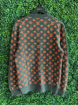 LOUIS VUITTON CASHMERE GREY/ORANGE KNIT SWEATER