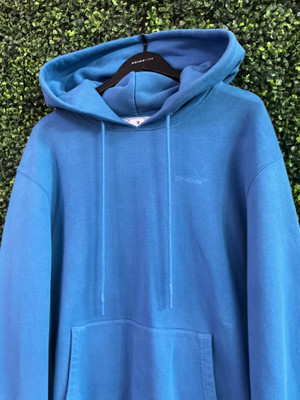 OFF WHITE DIAG TAB SLIM PEACOCK BLUE HOODIE (SZ XL)