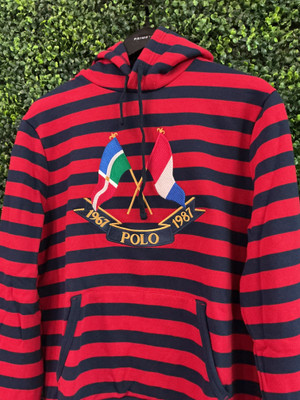 POLO RAPLH LAUREN RED/BLUE STRIPED CROSS FLAGS HOODIE