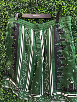 OFF WHITE VISCOSE BANDANA BERMUDA SHORTS