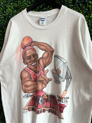 VINTAGE DENNIS RODMAN CHICAGO BULLS PRO PLAYER CARICATURE TEE