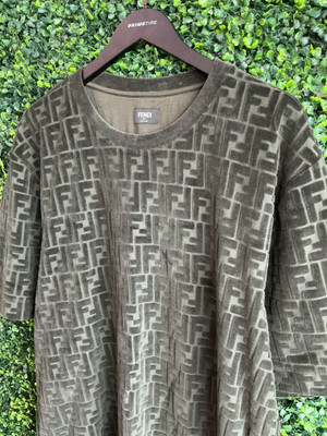 FENDI MONOGRAM GREEN VELOUR SHIRT