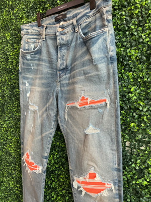 AMIRI ORANGE PATCH DENIM (SZ 38)