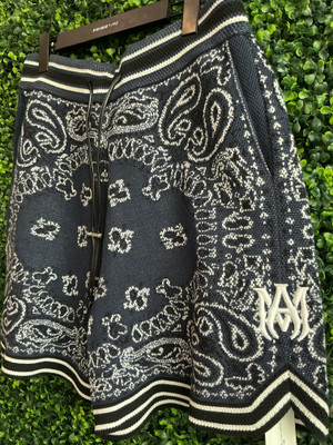 AMIRI BLUE BANDANA LOGO SHORTS