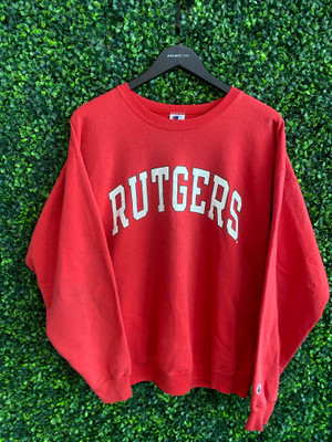 VINTAGE RUTGERS CHAMPION RED CREWNECK