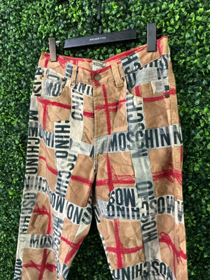 VINTAGE MOSCHINO TAPE LOGO PANTS (SZ 32)