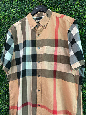 BURBERRY S/S TAN CHECKS BUTTON DOWN
