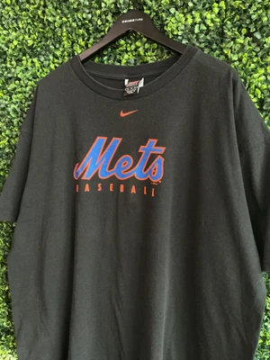 VINTAGE NIKE TEAM NY METS BASEBALL CENTER CHECK TEE