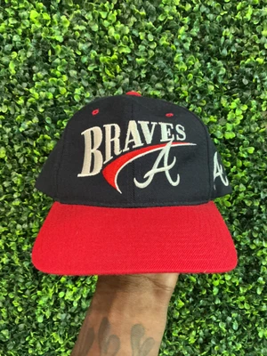 VINTAGE ATLANA BRAVES DREW PEARSON 2 TONE SNAPBACK CAP