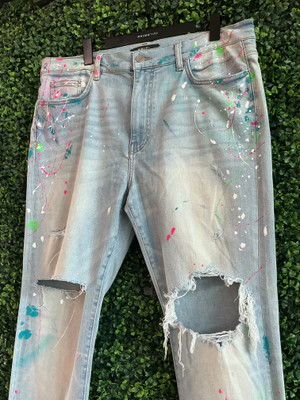AMIRI PAINT SPLATTER LIGHT BLUE DENIM JEANS