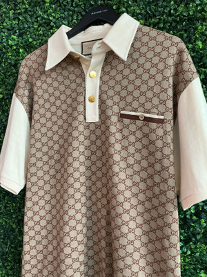 GUCCI MONOGRAM BROWN/TAN POLO