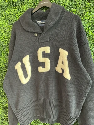 VINTAGE POLO RALPH LAUREN USA NAVY SHAWL SWEATER