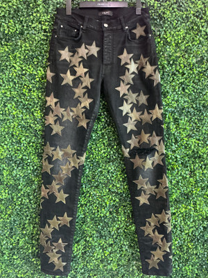AMIRI CHEMIST CAMO STAR PATCH DENIM (SZ 32 )