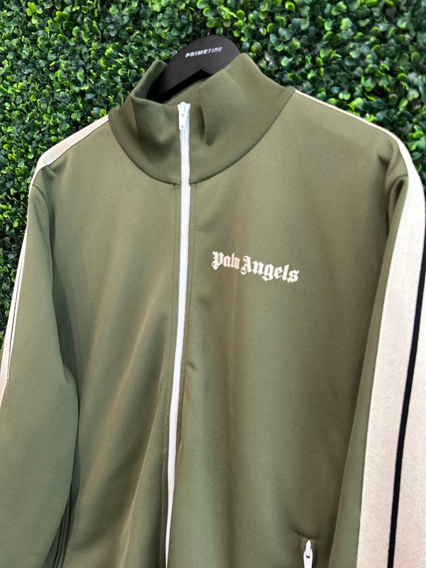 PALM ANGELS OLIVE GREEN ZIP-UP JACKET