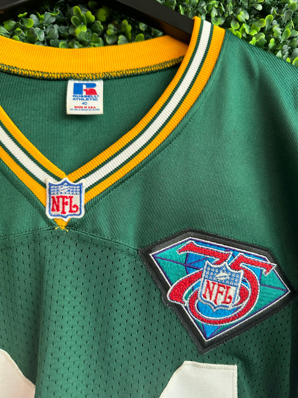RARE VINTAGE TIM HAUCK GREEN BAY PACKERS AUTHENTIC RUSSELL ATHLETIC NFL 75TH ANNIVERSARY JERSEY