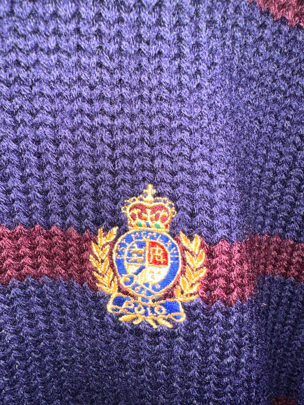 VINTAGE POLO RALPH  LAUREN STRIPED WOOL CREST SWEATER