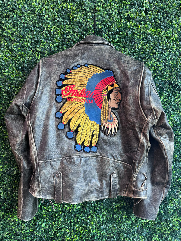 VINTAGE INDIAN MOTORCYCLES DISTRESSED LEATHER JACKET