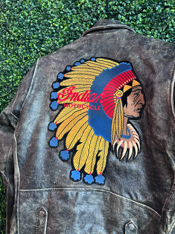 VINTAGE INDIAN MOTORCYCLES DISTRESSED LEATHER JACKET