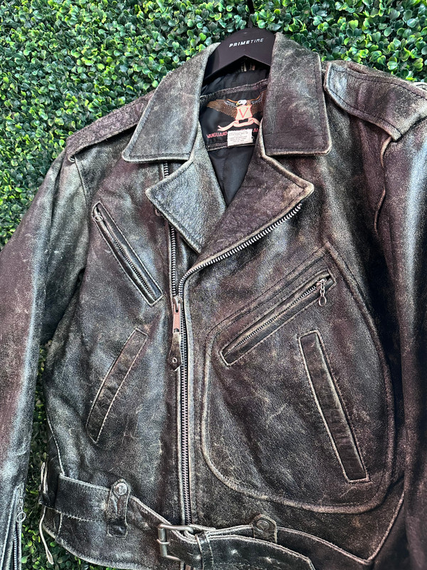 VINTAGE INDIAN MOTORCYCLES DISTRESSED LEATHER JACKET