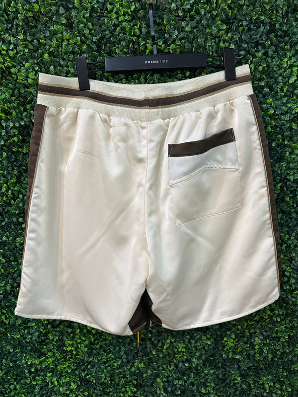 RHUDE SATIN PALM TREE SHORTS