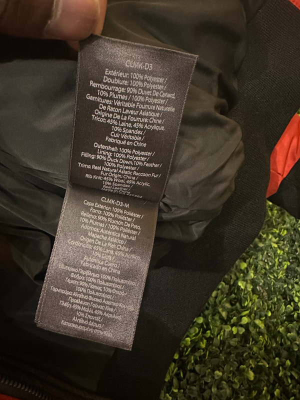 RED MACKAGE LEATHER STRIP PUFFER