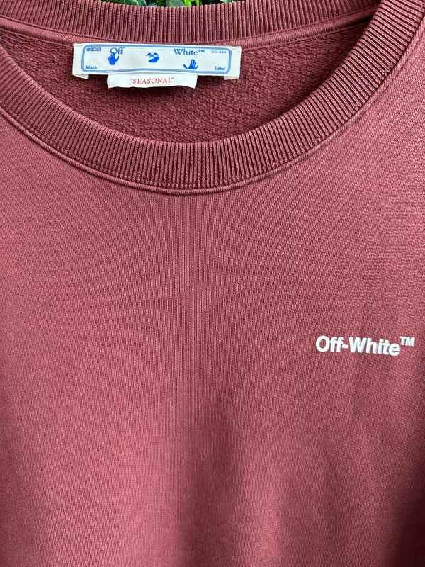 OFF-WHITE CREWNECK BURGUNDY (SZ XL)