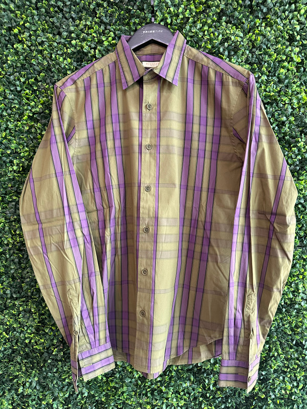BURBERRY PURPLE BLUE BLCK BUTTON UP (SZ S)