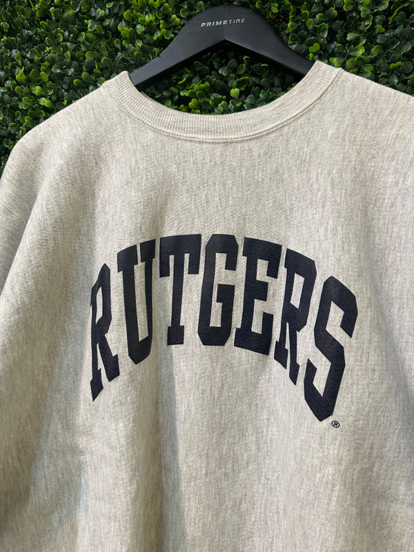 VINTAGE RUTGERS CHAMPION REVERSE WEAVE NAVY LOGO CREWNECK