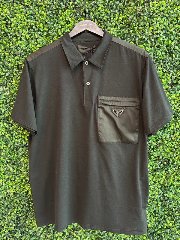 PRADA HALF BUTTON UP BLACK (SZ XL)