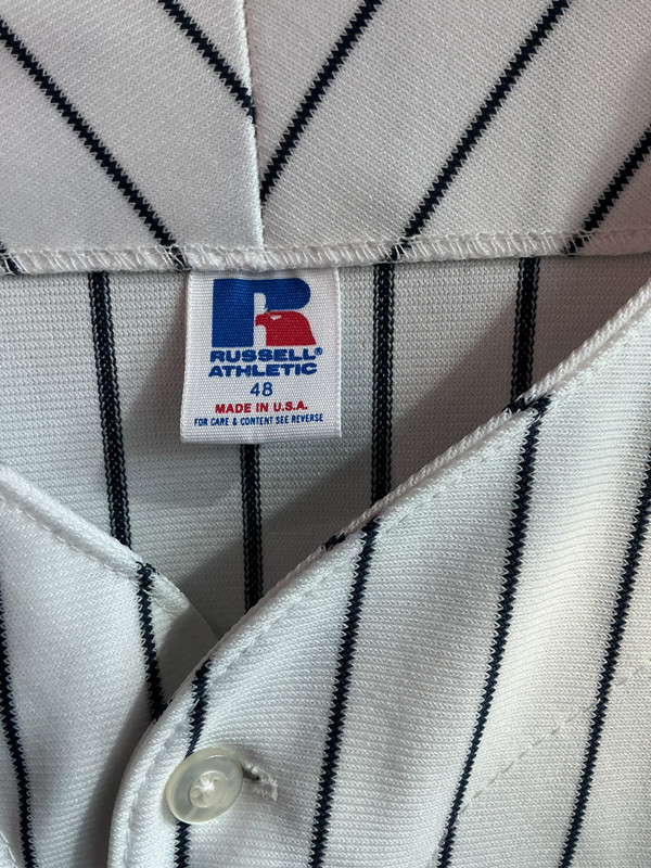 VINTAGE NEW YORK YANKEES RUSSELL ATHLETIC HOME PINSTRIPE JERSEY