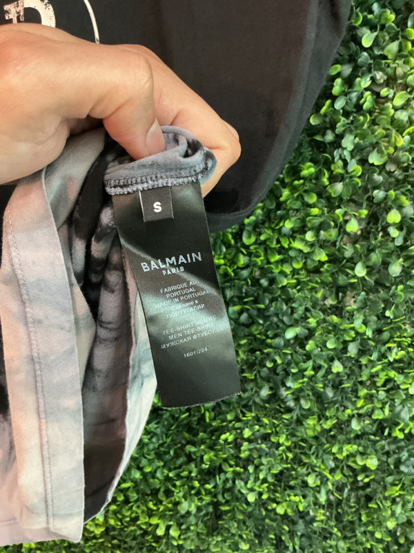 BALMAIN BLACK TIE-DYE LOGO T-SHIRT (S)