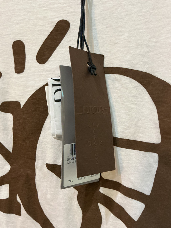 DIOR CACTUS JACK WHITE TEE BROWN LOGO (SZ XL)