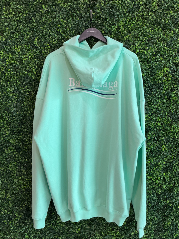 BALENCIAGA CAMPAIGN MINT OVERSIZE HOODIE (SZ XXS)