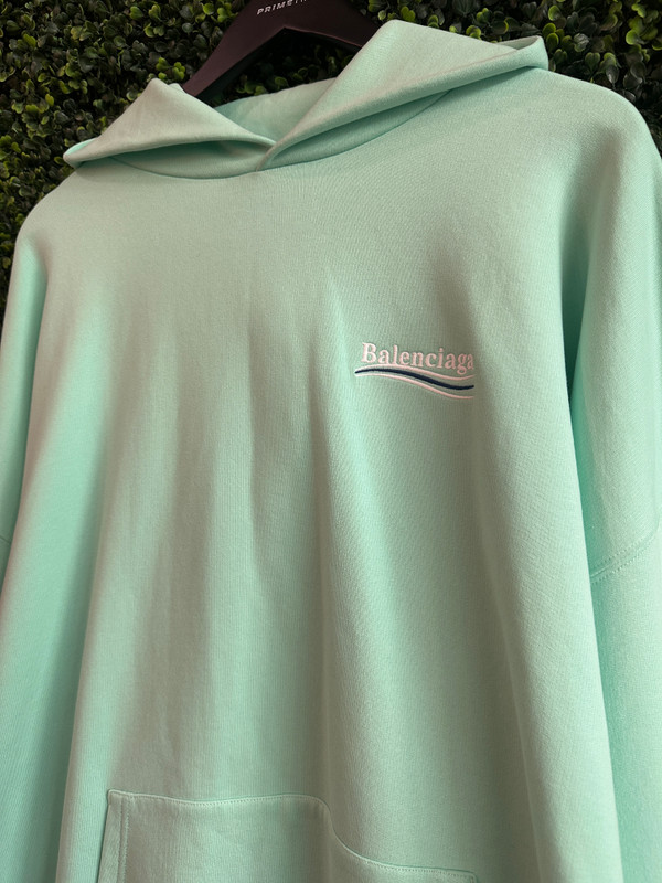 BALENCIAGA CAMPAIGN MINT OVERSIZE HOODIE (SZ XXS)