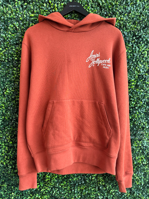 AMIRI HOLLYWOOD CAFE & MUSIC ORANGE HOODIE (SZ L)