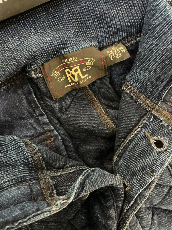 RALPH LAUREN RRL DENIM DIAMOND QUILTED SWEAT SUIT SET (XL)