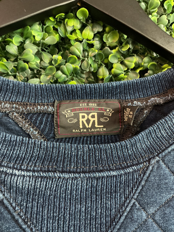 RALPH LAUREN RRL DENIM DIAMOND QUILTED SWEAT SUIT SET (XL)
