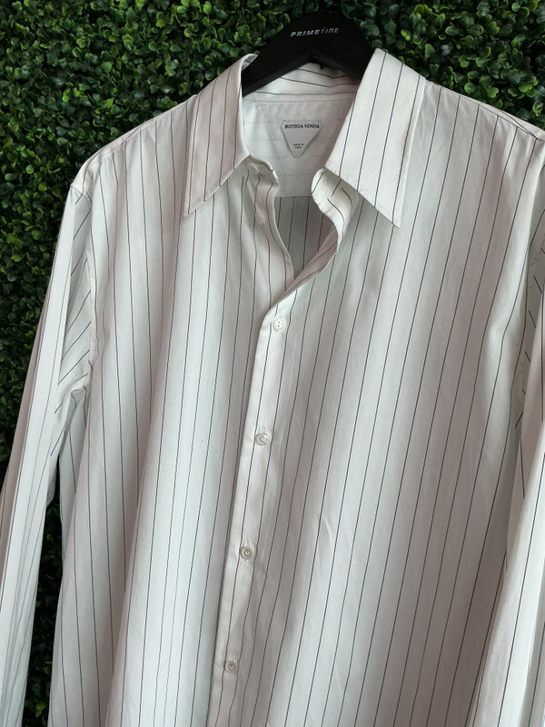 BOTTEGA VENETA STRIPED BUTTON UP SHIRT