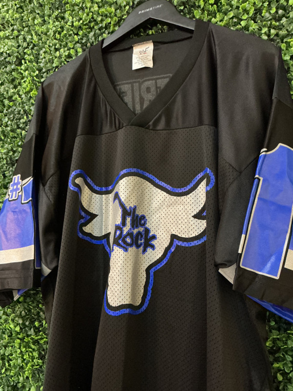 VINTAGE THE ROCKWWF BLK/BLUE FOOTBALL JERSEY