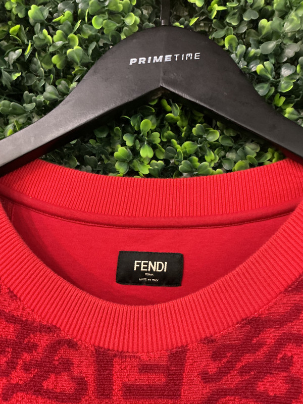 FENDI FF ZUCCA KARLIGRAPHY MONOGRAM TERRY CLOTH CREWNECK (SZ L)