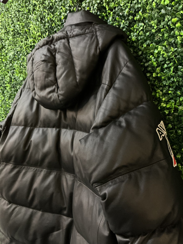 AVIREX BLACK LEATHER LONG PUFFER (SZ M)