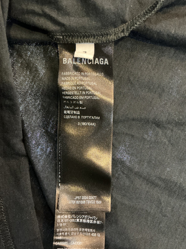 BALENCIAGA BLACK OVERSIZED EMBORIDERED TEE (SZ L/3)