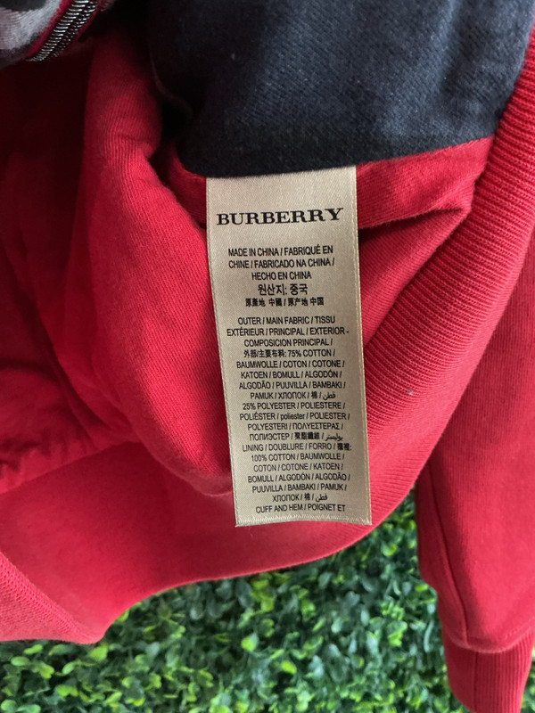 BURBERRY RED ZIP UP HOODIE