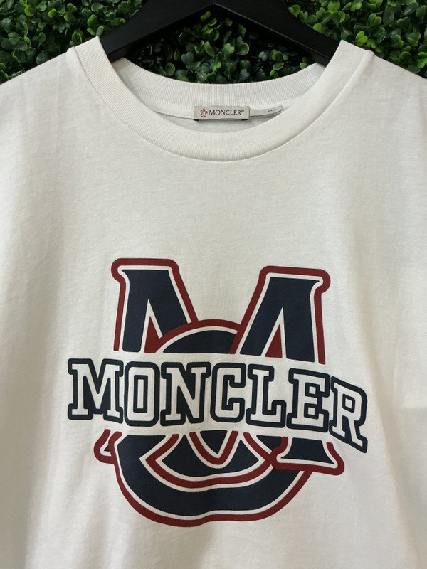 BRAND NEW MONCLER WHITE LOGO TEE