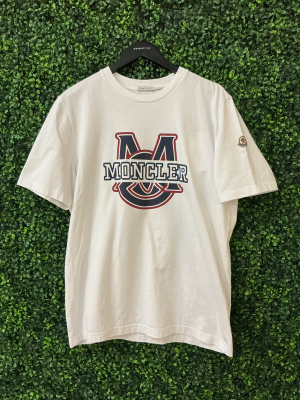 BRAND NEW MONCLER WHITE LOGO TEE