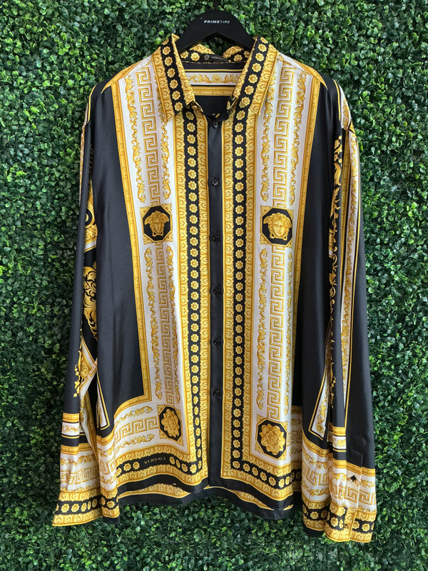 VERSACE PRINTED LONG SLEEVE BUTTON UP
