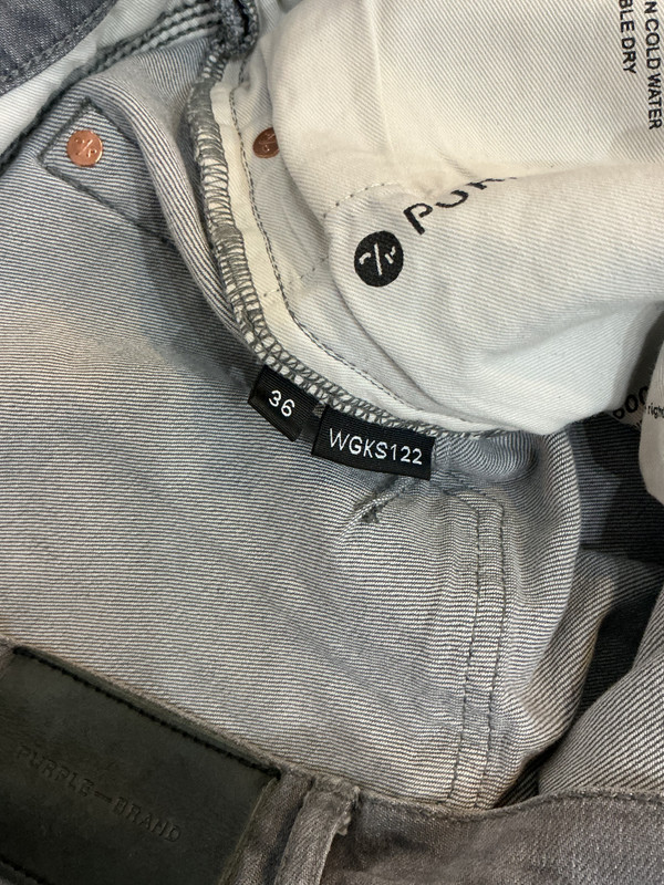 PURPLE BRAND GREY/WHITE PAINT JEANS (SZ 36)