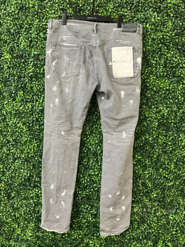 PURPLE BRAND GREY/WHITE PAINT JEANS (SZ 36)