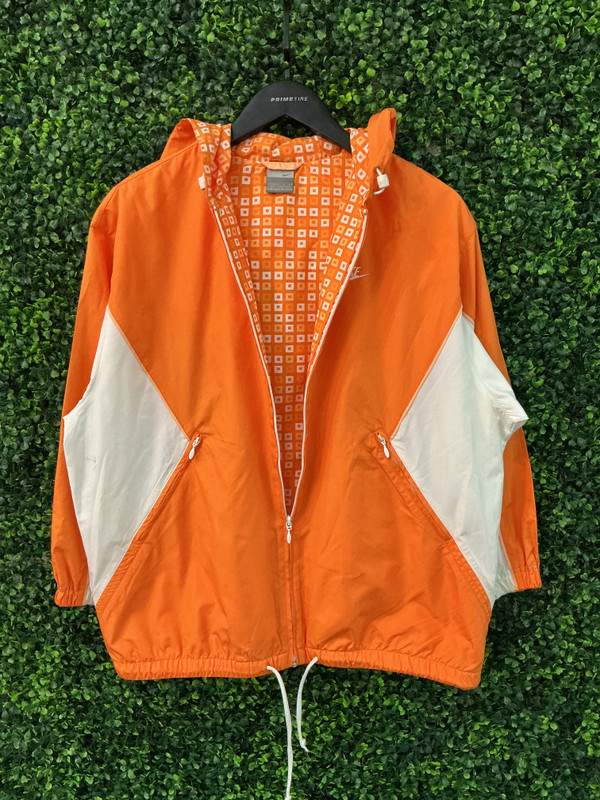 VINTAGE NIKE ORANGE/WHITE ZIP UP JACKET